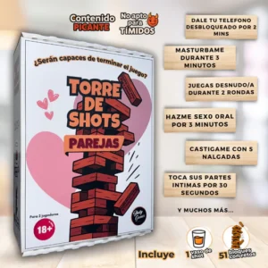 Jenga de 51 bloques y un vaso, Torre de Shots – Parejas