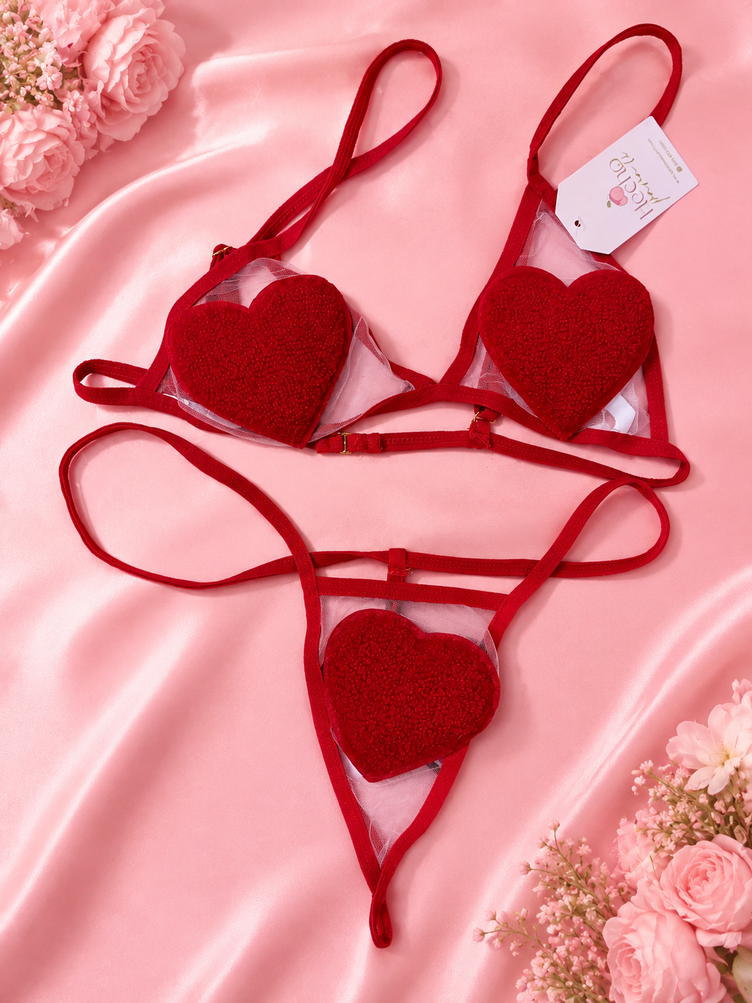 SET CORAZONES LENCERIA
