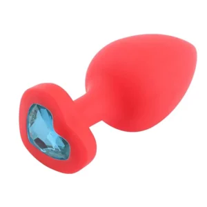 Plug Anal de Silicona con Joya Roja – Talla M