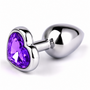 Plug Anal de Acero Inoxidable con Corazón Morado – S